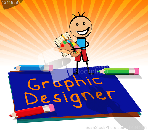 Image of Graphic Designer Displays Designing Job 3d Illustration