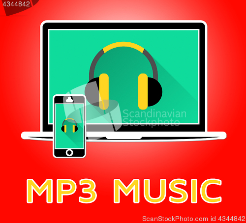 Image of Mp3 Music Showing Melody Listening 3d Illustration