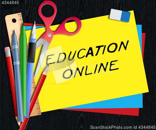 Image of Education Online Means Internet Learning 3d Illustration