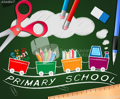 Image of Primary School Showing Lessons And Educate 3d Illustration