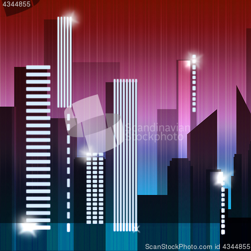 Image of Skyscraper Buildings Shows Building Cityscape 3d Illustration