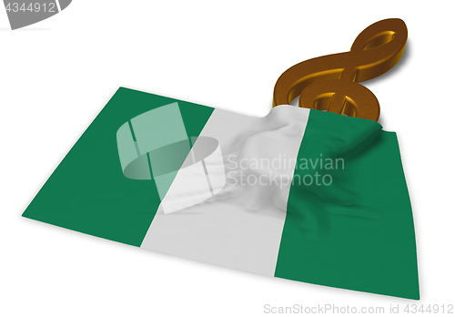 Image of clef symbol symbol and flag of nigeria - 3d rendering