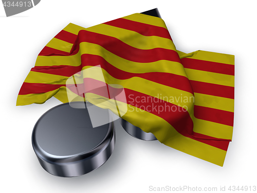 Image of music note symbol symbol and flag of catalonia - 3d rendering