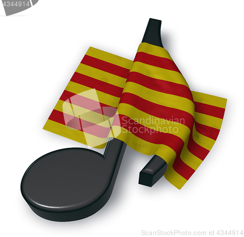 Image of music note symbol symbol and flag of catalonia - 3d rendering