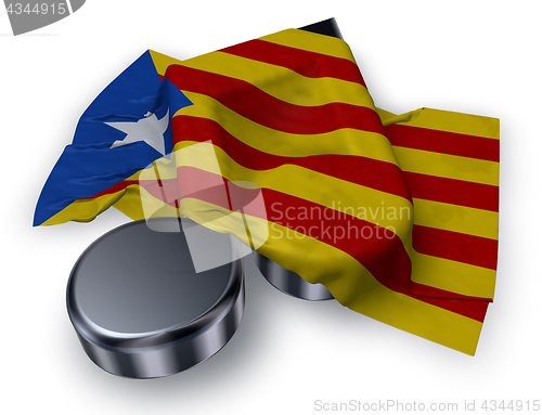Image of music note symbol symbol and flag of catalonia - 3d rendering