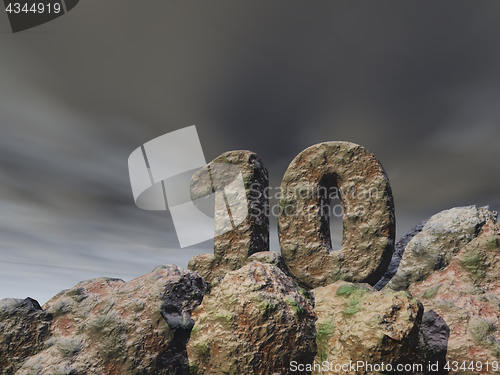 Image of number ten rock under dark sky - 3d illustration