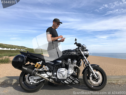 Image of Motorbike Rider and Motorcycle