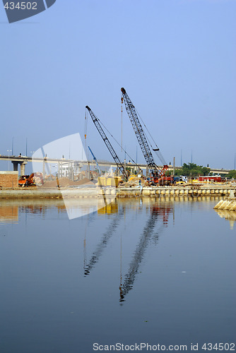 Image of Cranes on the river