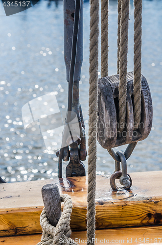 Image of Rigging on the deck of an old sailing ship