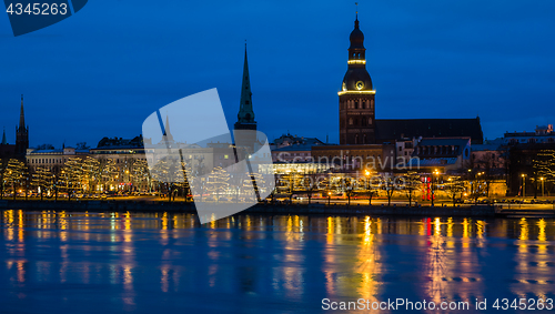 Image of View from the Daugava embankment to the evening Riga