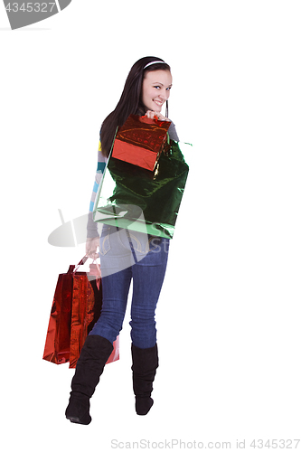 Image of Isolated shot of a Beautiful Girl with Shopping Bags