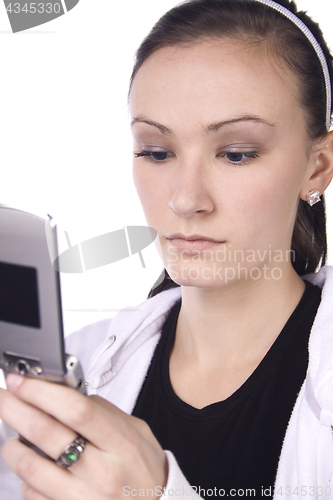 Image of Concerned Teenage Girl Texting