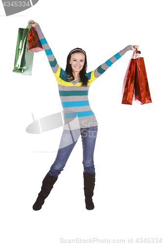 Image of Isolated shot of a Beautiful Girl with Shopping Bags