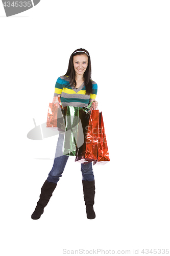Image of Isolated shot of a Beautiful Girl with Shopping Bags