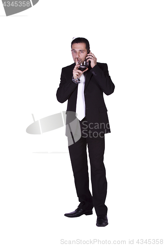 Image of Mediterranean Man Talking on the Phone