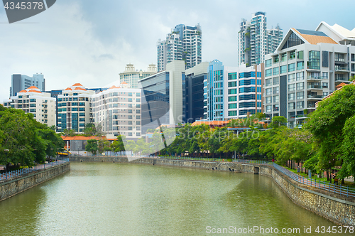 Image of Singapore modern architecture along river