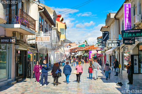 Image of Ohrid shopping street, Macedonia