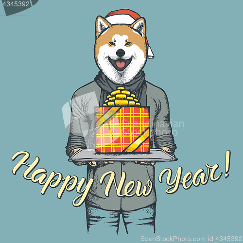 Image of Dog vector illustration celebrating new year