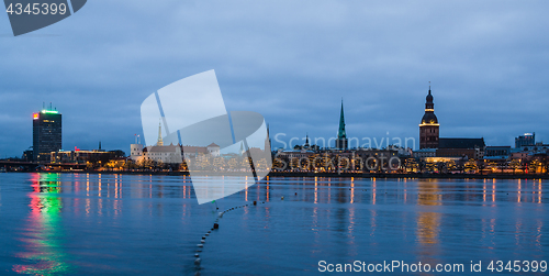 Image of View from the Daugava embankment to the evening Riga