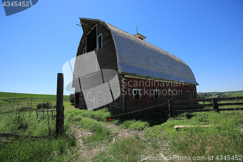 Image of Red Barn Out in Rural in Palouse Washington 