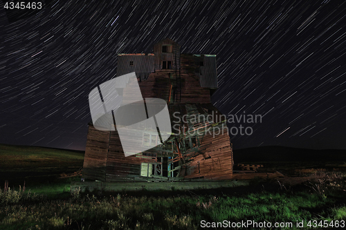 Image of Star Trail Night Time Lapsed Exposure in Palouse Washington