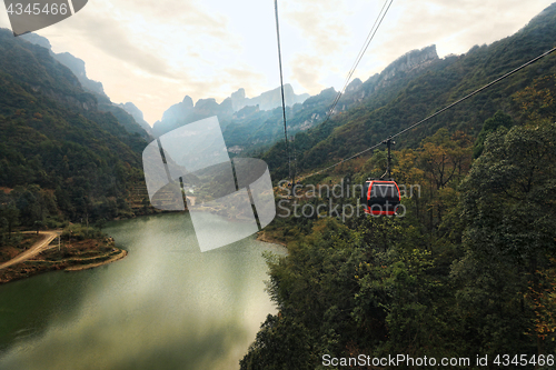 Image of The Tianmen Mountain Cableway, longest mountain cableway in the 