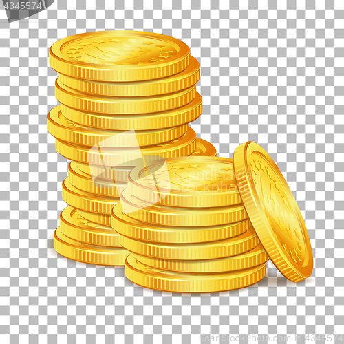 Image of Stack of Gold Coins on transparent background