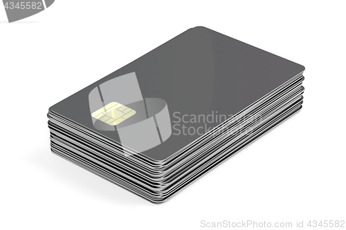 Image of Stack with blank plastic cards with chip