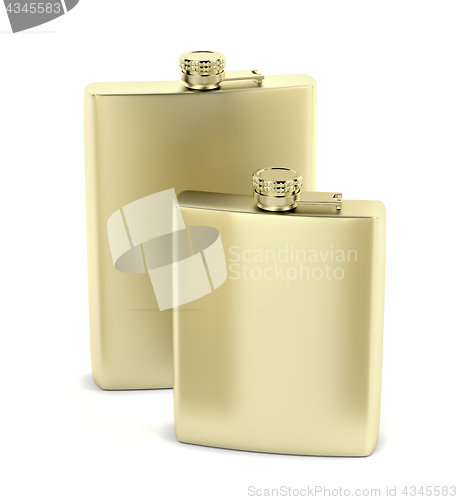 Image of Golden hip flasks