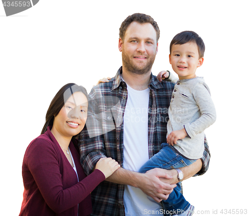 Image of Mixed Race Chinese and Caucasian Parents and Child Isolated on a