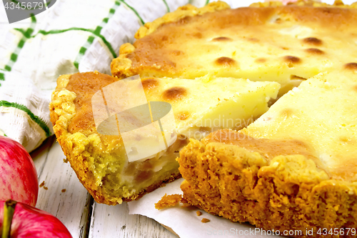 Image of Pie apple with sour cream on board