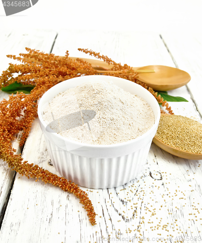 Image of Flour amaranth in bowl with flower on light board