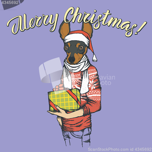 Image of Dog Christmas vector illustration