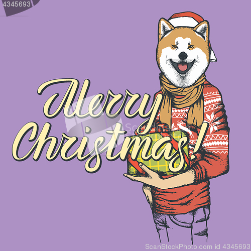 Image of Dog Christmas vector illustration