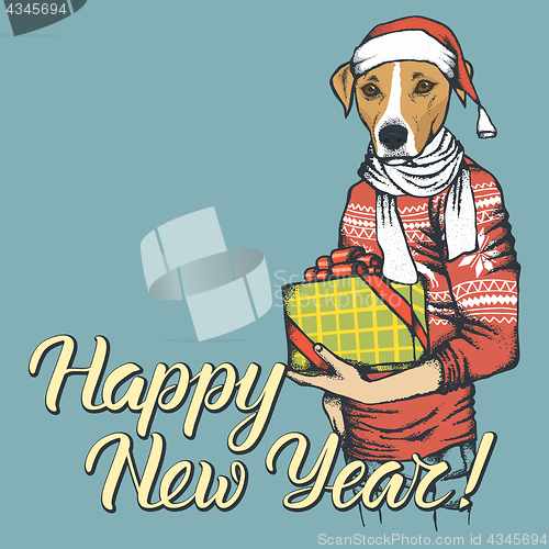 Image of Dog Christmas vector illustration