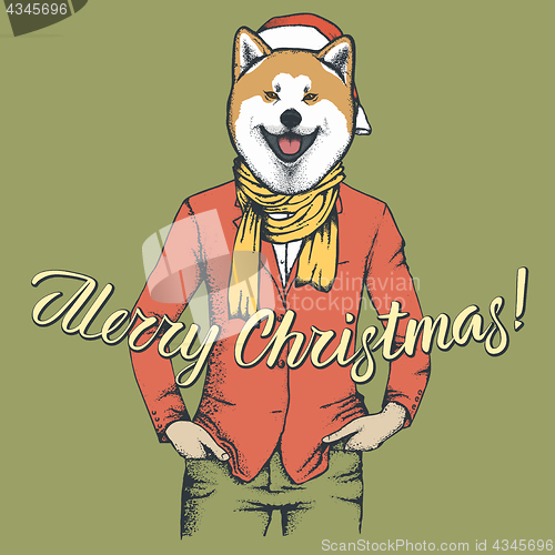 Image of Dog Christmas vector illustration