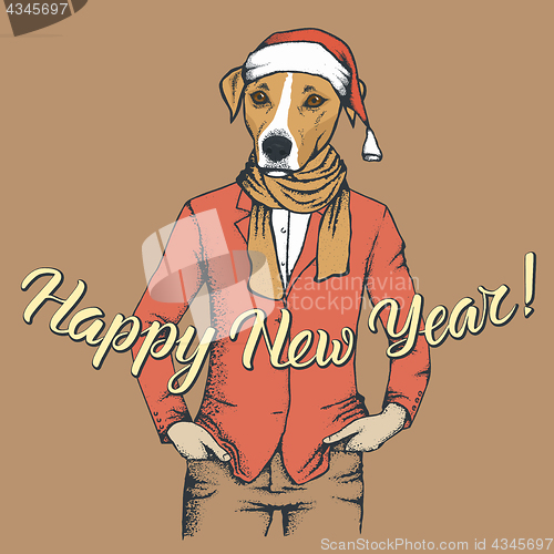 Image of Dog Christmas vector illustration