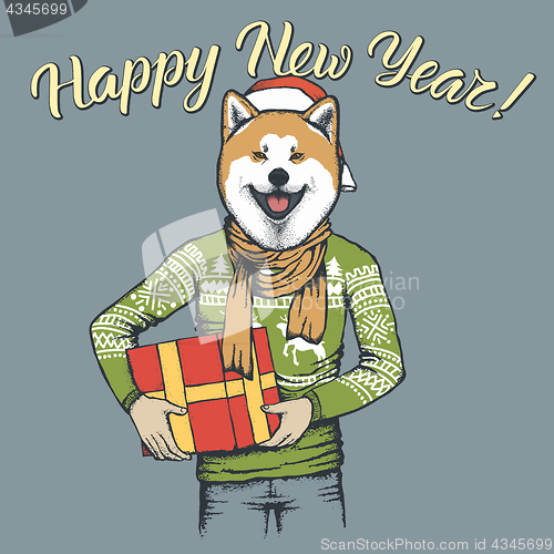 Image of Dog Christmas vector illustration