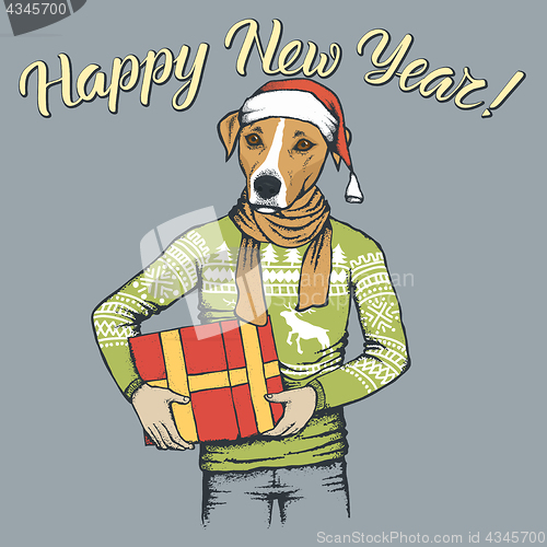 Image of Dog Christmas vector illustration