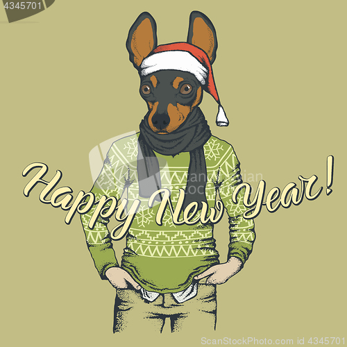 Image of Dog Christmas vector illustration