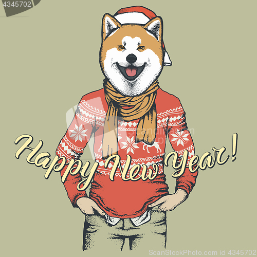 Image of Dog Christmas vector illustration