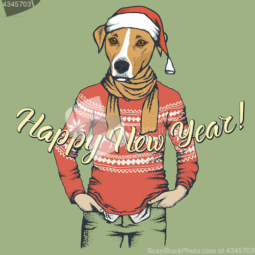 Image of Dog Christmas vector illustration