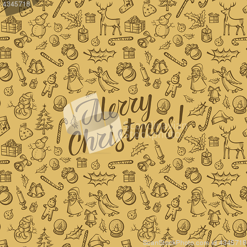 Image of Vector Seamless pattern of Christmas and New Year elements