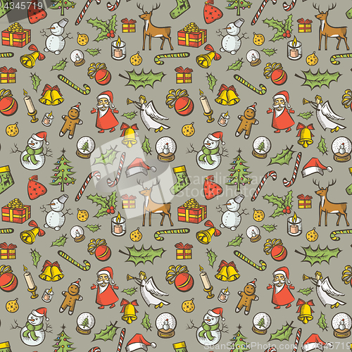 Image of Vector Seamless pattern of Christmas and New Year elements