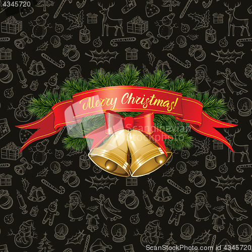 Image of Vector Seamless pattern of Christmas and New Year elements