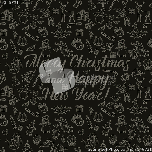 Image of Vector Seamless pattern of Christmas and New Year elements