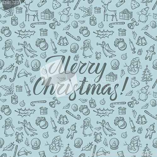 Image of Vector Seamless pattern of Christmas and New Year elements