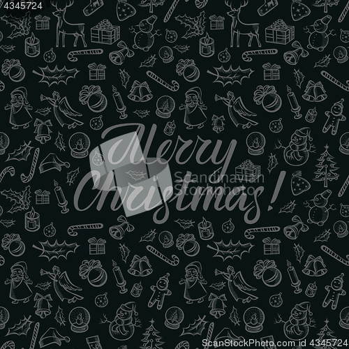 Image of Vector Seamless pattern of Christmas and New Year elements