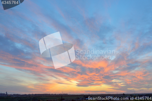 Image of Colorful sky texture at sunset