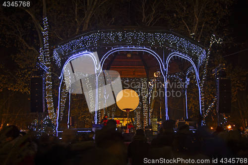 Image of Zrinjevac park decorated by Christmas lights as part of Advent i